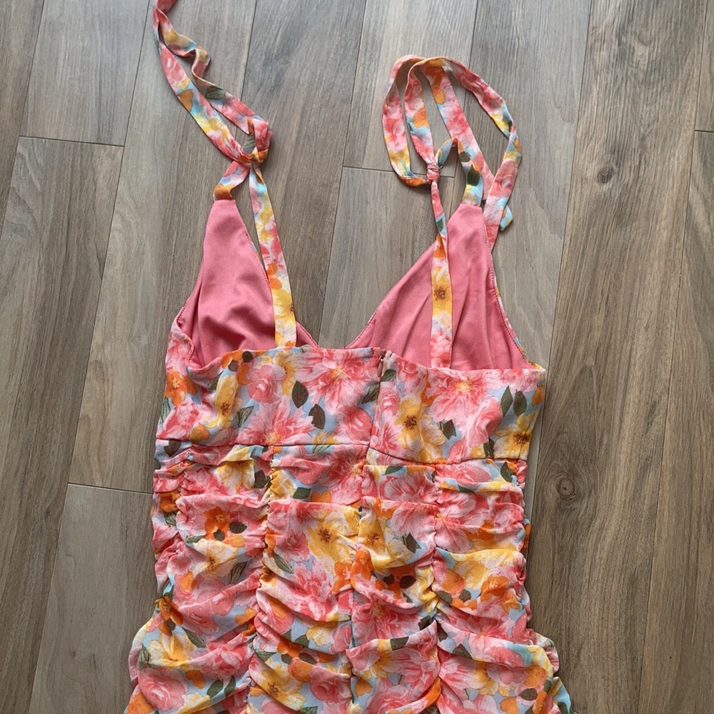 RelistedLily Rose tie straps floral print rouched dress w ruffle S XL juniors - Picture 11 of 17